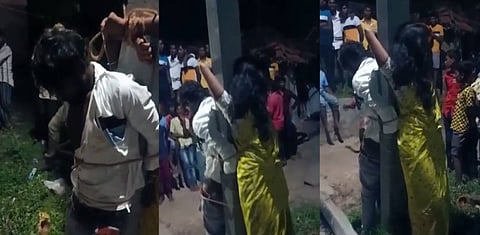 கள்ளகாதல் ஜோடியை சோறு,தண்ணி இல்லாமல் இரண்டு நாட்கள் கட்டி வைத்து உதைத்த ஊர் மக்கள்...