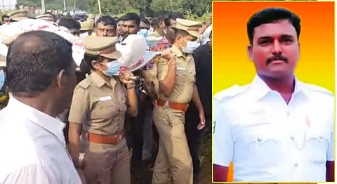 டிராஃபிக் போலீஸின் உடலை சுமந்து சென்ற கண்காணிப்பாளர்... இறுதி ஊர்வலத்தில் நெகிழ்ச்சி...