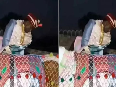 குதிரையின் மீது ஏறும்போது மணமகனின் பேண்ட் டார் டாராக கிழிந்த சம்பவம்.... ஷாக் ஆன மணப்பெண்!