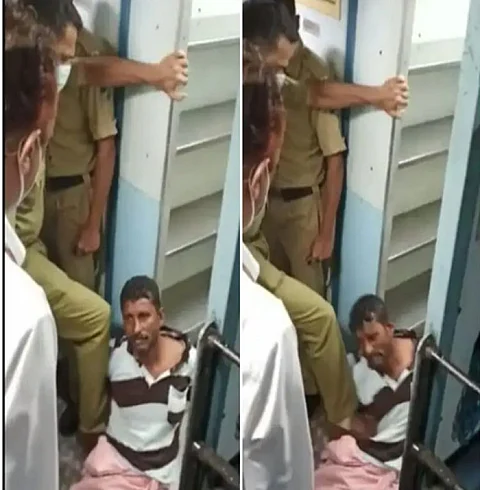 ரெயிலில் டிக்கெட் எடுக்காமல் பயணித்த நபரை ஷூ காலால் நெஞ்சில் எட்டி உதைத்த போலீஸ்..!!