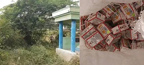 சுடுகாட்டில் கள்ளதனமாக மது விற்பனை...காவல்துறையை கண்டதும் ஓட்டம் பிடித்த மதுப்பிரியர்கள்.!