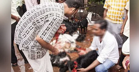 ஆடு என நினைத்து ஆளை வெட்டிய குடிகார ஆசாமியின் கொடூர செயல்!!