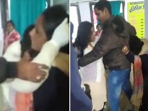 வெறும் 500 ரூபாய்க்காக தலைமுடியை பிடித்து தாக்கிக்கொண்ட சுகாதார பணியாளர்கள்...