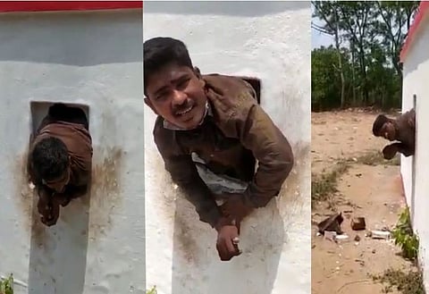 கொள்ளையடிக்க சென்று ”ஜன்னலில்” மாட்டிக்கொண்டு தூங்கிய திருடன்..! போலீசார் மீட்ட வினோத நிகழ்வு!!
