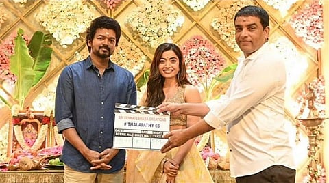 கோலாகலமாக தொடங்கியது “தளபதி 66” படப்பிடிப்பு..! பூரிப்பின் உச்சியில் ராஷ்மிகா..!