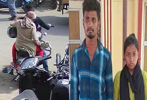 புல்லட்டை ஓட்டிப்பார்ப்பதாக கூறி திருடிச்சென்ற பலே காதல் ஜோடி..! 3 மாதம் தண்ணி காட்டி வந்தவர்கள் ...அதிரடியாக கைது!!