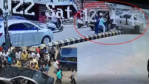 அதிவேகம்.. சொகுசு காரால் ஏற்பட்ட கோர விபத்து.. மயிரிழையில் உயிர் தப்பிய பெண்மணி.. பரபரப்பான சிசிடிவி காட்சி!!