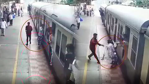 சென்னை: ரயிலில் ஏற முயன்ற முதியவர்.. தள்ளி விட்டு காத்த காவலர்கள்!