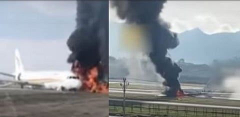 விமானத்தில் திடீரென்று பிடித்த தீ..! பயணிகளின் நிலை என்ன?