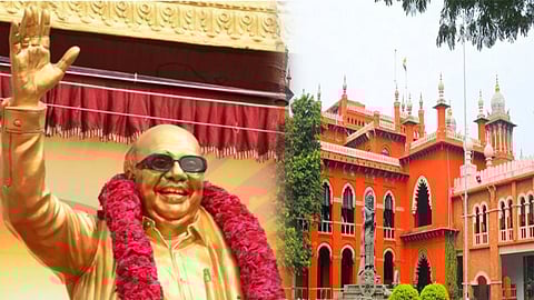 திருவண்ணாமலை அருகே கருணாநிதி சிலை வைக்க இடைக்கால தடை - சென்னை உயர் நீதிமன்றம் உத்தரவு
