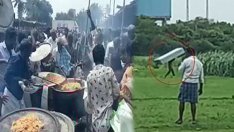 அதிமுக கூட்டத்தில் பிரியாணி-க்கு போட்டி... பீரோவை தூக்கிக் கொண்டு கரும்பு தோட்டத்துக்குள் ஓட்டம்!
