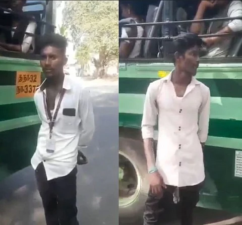 பெண்கள் சிறப்பு பேருந்தில் ஏறிய கல்லூரி மாணவர்...நடத்துனரை தரக்குறைவாக பேசும் வீடியோ !