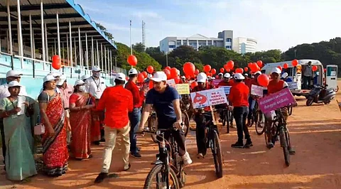 உலக ரத்த தான தினம்.. புதுச்சேரியில் சைக்கிள் விழிப்புணர்வு பேரணி.. 100க்கும் மேற்பட்டோர் பங்கேற்பு!