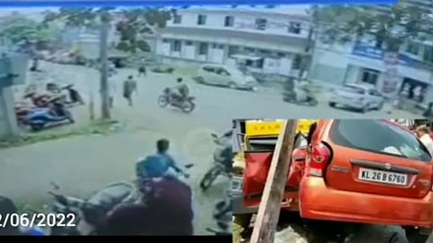 திருவனந்தபுரத்தில் கட்டுப்பாட்டை இழந்த டிப்பர் லாரி கார் மீது மோதி விபத்து!!