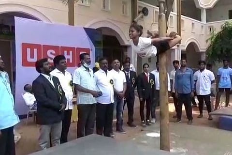 மாநில அளவிலான மல்லர்கம்ப விளையாட்டு போட்டி...300க்கும் மேற்பட்ட வீரர்கள் பங்கேற்பு..!