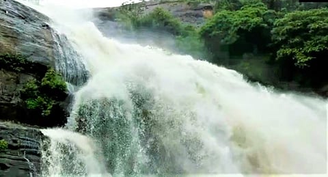 குற்றாலம் அருவிகளில் வெள்ளப்பெருக்கு.. சுற்றுலா பயணிகள் குளிக்கத் தடை!!