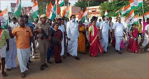 ப.சிதம்பரம் தலைமையில் காங்கிரஸ் பேரணி!