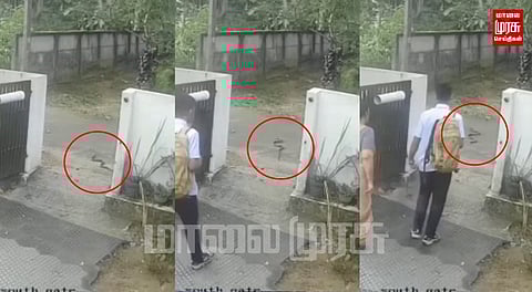 நூலிழையில் உயிர் தப்பிய மாணவன்.. ஆயுள் கெட்டியைக் காட்டும் சிசிடிவி காட்சிகள்...