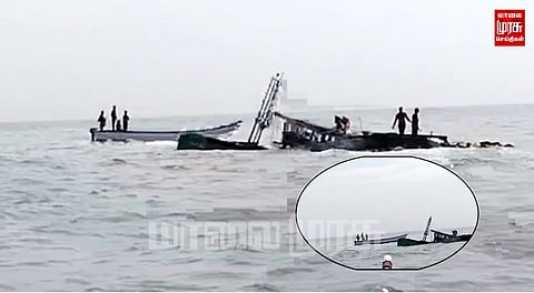 பாறையில் மோதி விபத்துக்குள்ளான விசைப்படகு...