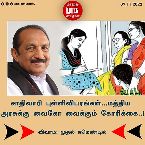 சாதிவாரி புள்ளிவிபரங்கள்...மத்திய அரசுக்கு வைகோ வைக்கும் கோரிக்கை..!