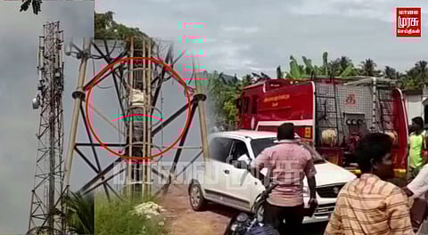 செல்ஃபோன் டவர் மேலேறி தற்கொலை முயற்சி செய்த நபரால் பதற்றம்...