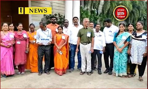 ஓய்வுதிய திட்டத்தை அமல்படுத்த கோரி பணியாளர்கள் தினுசாக கையில் எடுத்த ஐடியா...என்ன தெரியுமா!!!