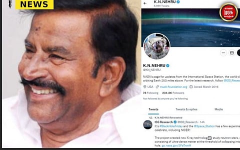 அமைச்சர் நேருவின் டிவிட்டர் கணக்கு முடக்கம் !!! பதிவில் நாசா குறித்த தகவல்கள் ரீட்வீட்...