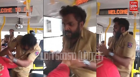பைக் ஓட்டுநரை தாக்கிய பஸ் ட்ரைவர் வீடியோ வைரல்...
