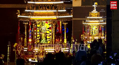 பழனி முருகன் கோவில் தங்க தேரோட்டத்தில் குவிந்த பக்தர்கள்...