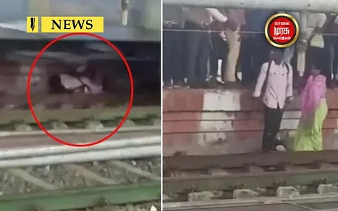 தண்டவாளத்தில் இறங்கிய தாய்...எதிரே வந்த ரெயில்...திடீரென்று குதித்த மகன்...நூலிழையில் நடந்த சம்பவம்!
