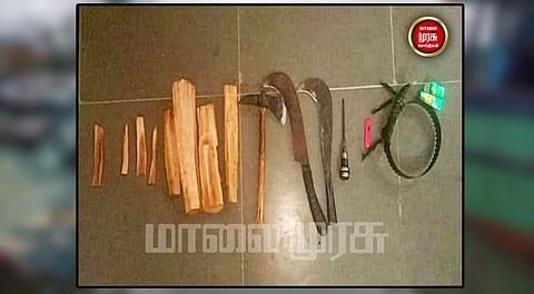 சந்தனக் கட்டைகளை கடத்திய 4 பேர் கைது...