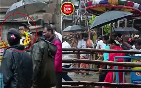 இது என்ன துர்கா ஸ்டாலினுக்கு வந்த சோதனை...குடை பிடித்தது ஒரு குத்தமா?!!