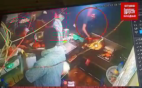 கூடுதலாக சால்னா கேட்டதால் ஹோட்டல் ஊழியரை தாக்கிய இளைஞர்கள்...! வெளியான சிசிடிவி காட்சிகள்..!