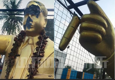 பொன்னேரி அம்பேத்கர் சிலையை சேதப்படுத்திய 2 மர்மநபர்கள் விசாரணை