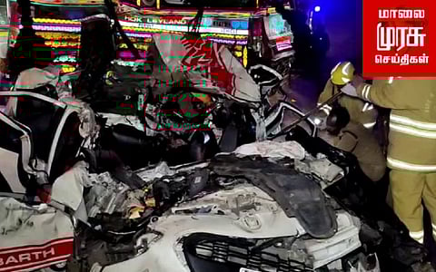 அடுத்தடுத்து மோதிய 5 வாகனங்கள்...! நெடுஞ்சாலையில் நடந்த கோர விபத்து...!