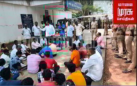 சிப்காட் தொழிலாளர் உயிரிழப்பு - விசிகவினர் போராட்டம்