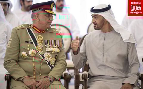 ஐக்கிய அரபு அமீரக அதிபரை சந்தித்த பாகிஸ்தான் தளபதி....எதற்காக?!!