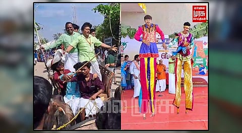 பாரம்பரிய நடன நிகழ்ச்சிகளுடன் சமத்துவ பொங்கல் கொண்டாடிய கல்லூரி மாணவர்கள்...