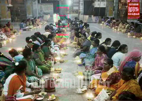 மார்கழி இறுதி நாளில் விளக்கு பூஜை... ஏராளமான பெண்கள் கூட்டம்...