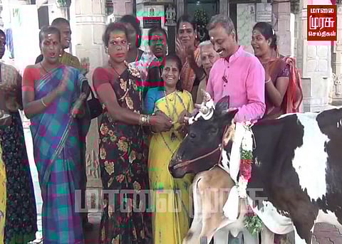 திருநங்கைக்கு கோ-தானம் செய்த சமூக ஆர்வலர்... புதுவாழ்வில் நிம்மதியாக இருக்கும் திருநங்கை...