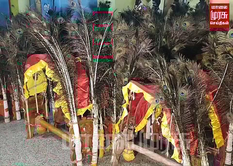 பழனிக்கு உற்சாகமாக புறப்பட்ட காவடிக்குழுவினர்...