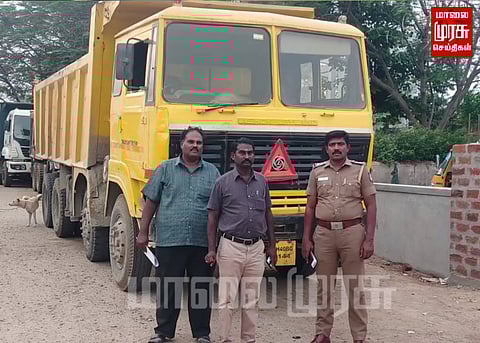 அனுமதியின்றி மண் திருடிய 3 லாரிகள் பறிமுதல்... அதிரடியாக களம் இறங்கிய வட்டாட்சியர்...