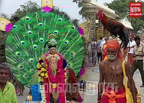 உடலில் அலகு குத்தி சப்பரம் இழுத்து நேர்த்திக்கடன்...