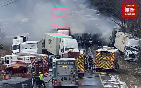 ஒன்றோடு ஒன்றாக மோதிய 50 வாகனங்கள்.....