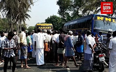 ஓட்டுனரை தாக்கிய உரிமையாளர்...போராட்டத்தில் குதித்த உறவினர்கள்!