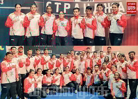 8 பதக்கங்களுடன் வீடு திரும்பிய இந்திய குத்துச்சண்டை வீரர்கள்...