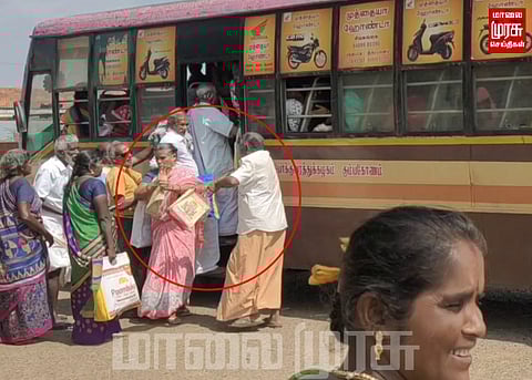 கூட்ட நெரிசலால் பேருந்தில் பெண்ணை தாக்கிய ஆண் பயணி...