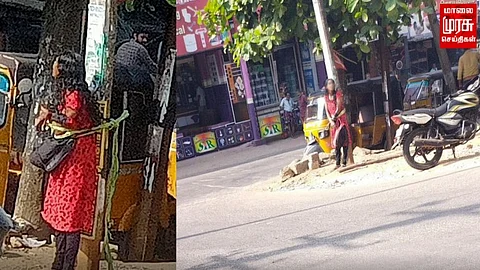 தட்டி கேட்ட பெண்ணை மின்கம்பத்தில் கட்டி போட்டு சித்திரவதை செய்த ஆட்டோ ஓட்டுநர்கள்...!
