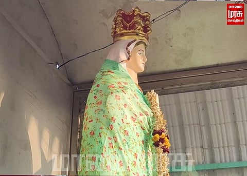 பூண்டி மாதா சிலையின் கண்ணாடி கூண்டு உடைக்கப்பட்டதால் பரபரப்பு...