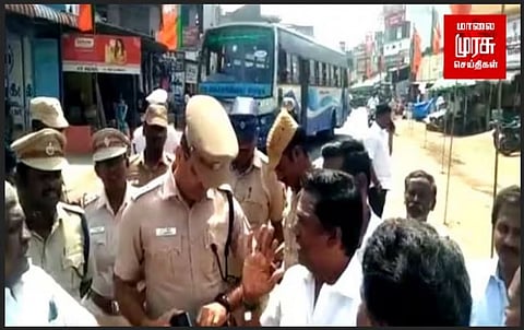 தடையை மீறி பொதுக்கூட்டம் நடத்த முயன்ற பாஜக நிர்வாகிகளை போலிசார் கைது